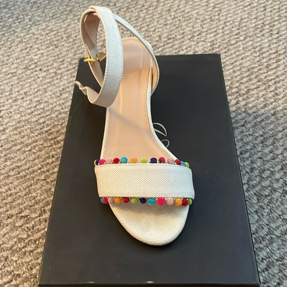 J. Crew Lottie sandals with pompoms. Size 7.